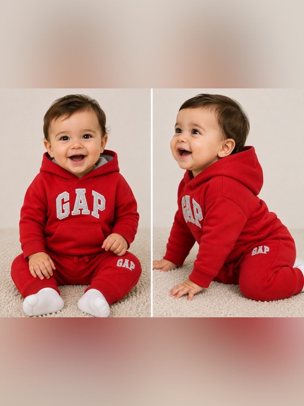 GAP BABY LOGO 2PC SWEATSUIT - RED WAGON SIZE 6-12 MONTHS (NEW WITH TAGS) A13